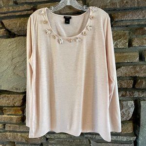 NWOT Ann Taylor Top with Flower Embellishments